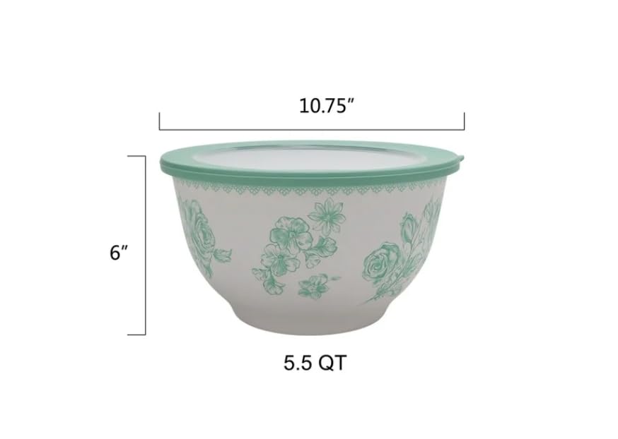Pioneer Woman Agatha 12-Piece Bamboo Melamine Nesting Mixing Bowl Set, Green