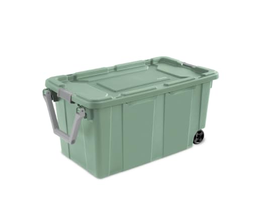 2PCS 40 Gallon Industrial Tote Plastic Storage Bins Wheeled Large Storage Box Set Green