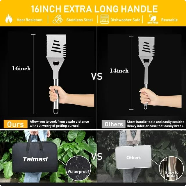 Generic Dads Backyard 34 Pcs Grill Accessories Grilling Gifts for Men, 16 Inches Heavy Duty BBQ Accessories, Stainless Steel Grill Tools, Grill Mats for Backyard, Silver