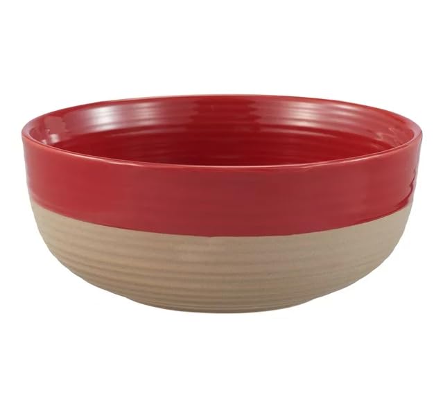 Generic Artisanal Clay Stoneware 16-Piece Dining Set, Red
