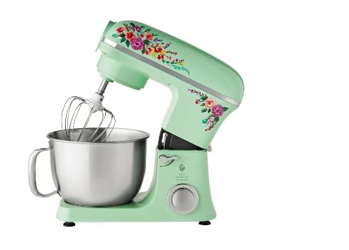 Pioneer Woman 5 Quart 600W 6-Speed Professional Stand Mixer with Beater, Dough Hook and Whisk Painted Meadow