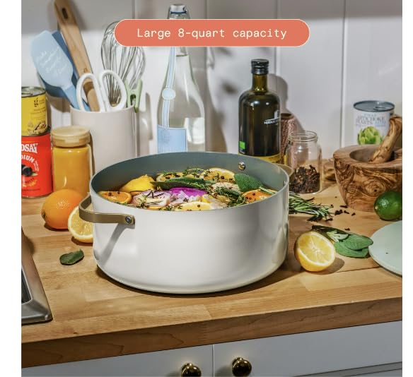 Beautiful 8 qt Ceramic Non-Stick Stock Pot by Drew Barrymore Perfect For Large Meals And Healthy Cooking