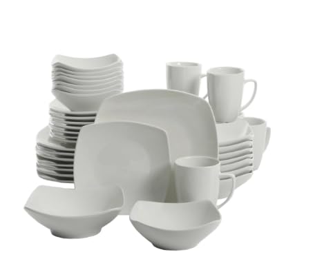 Everyday Home Square White Ceramic Expanded 12-Piece Dinnerware Set
