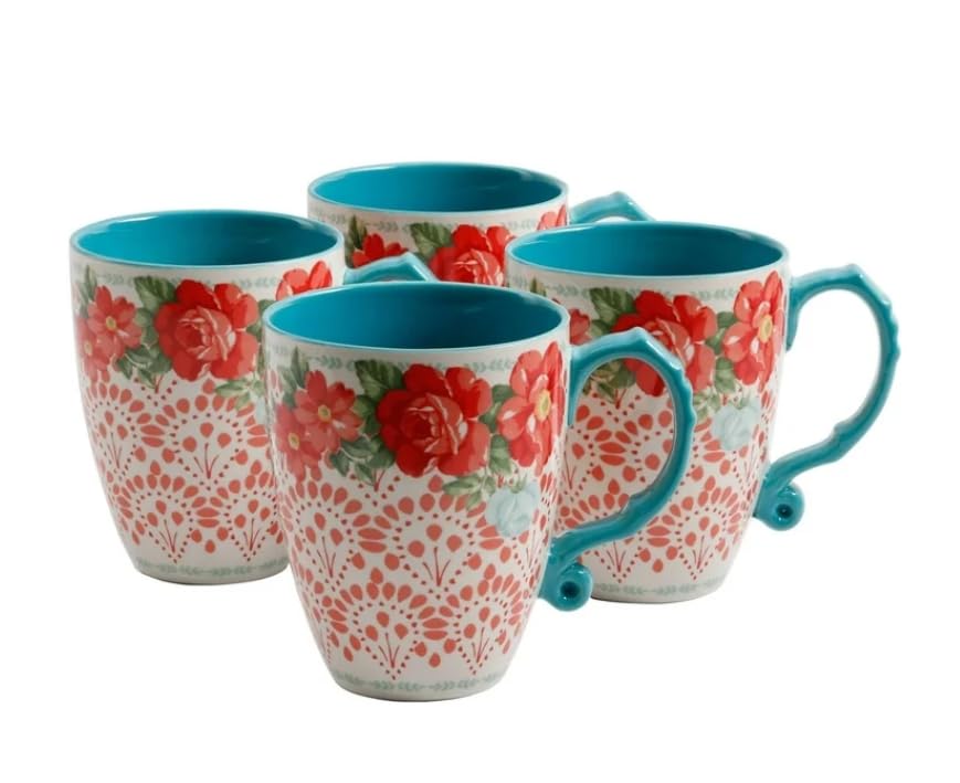 Pioneer Woman Vintage Floral 4-Piece Mug Set