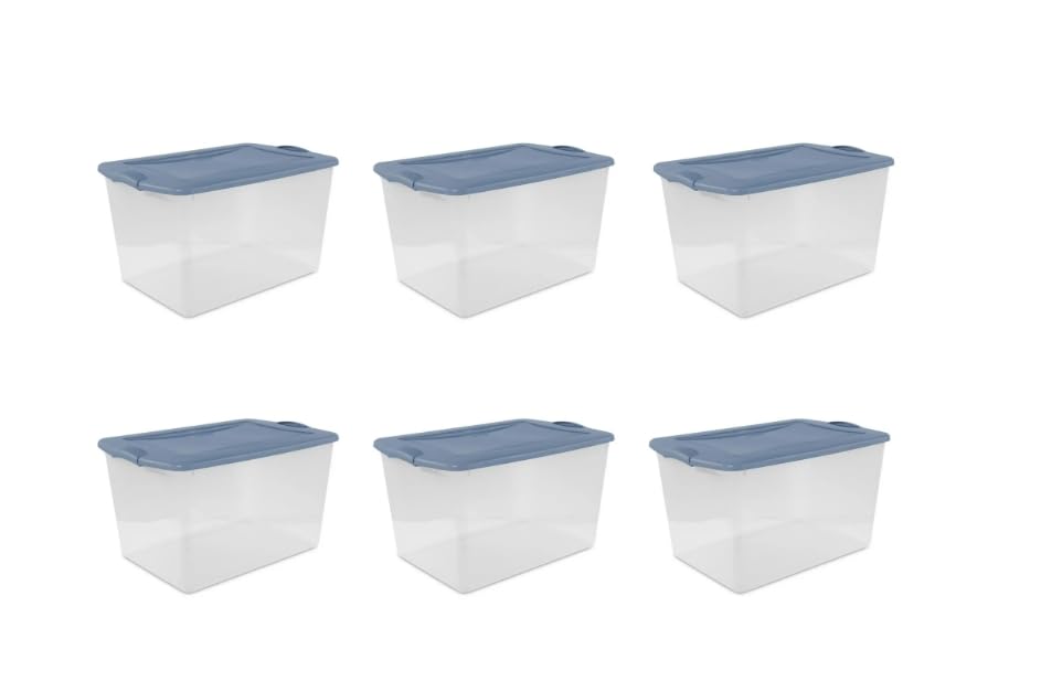 66 Qt. Latch Box Plastic Adult Bins, Set of 6