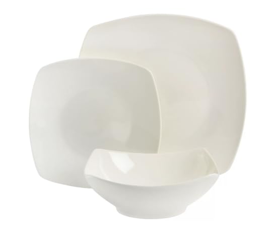 Everyday Home Square White Ceramic Expanded 12-Piece Dinnerware Set