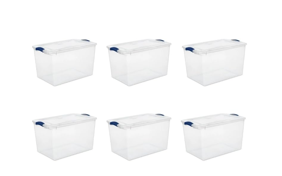 66 Qt. Latch Box Plastic Adult Bins, Set of 6