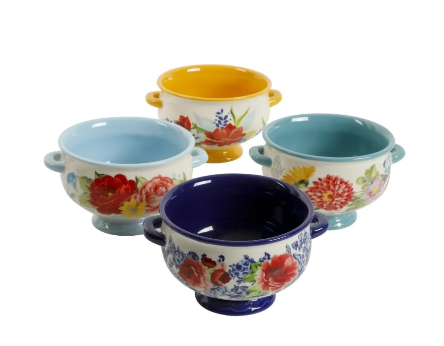 Pioneer Woman Floral Medley 20-Ounce Soup Bowls, 4-Pack