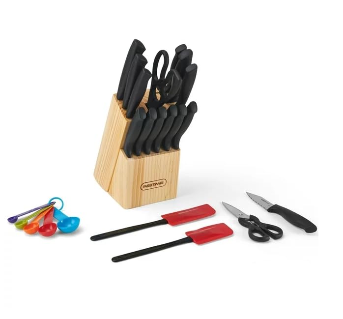 Generic Classic 23 Piece Never Needs Sharpening Dishwasher Safe Stainless Steel Cutlery and Utensil Set in Black