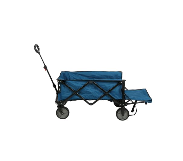Outdoor Trail Quad Folding Camp Wagon with Tailgate, Utility Cart, Sporting Wagon Blue