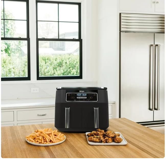 Generic 4-in-1 8-Quart. 2-Basket Air Fryer with DualZone Technology- Air Fry, Roast, & More, Black