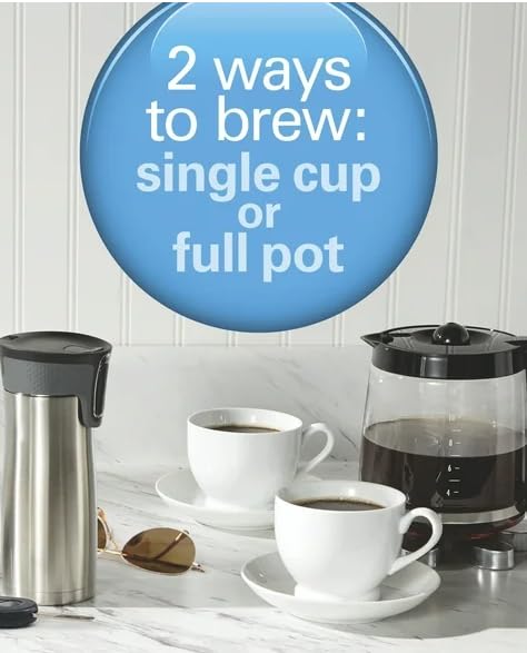 Generic 2-Way Programmable Coffee Maker, Single-Serve and 12-Cup Pot, Glass Carafe, Stainless Steel, Black