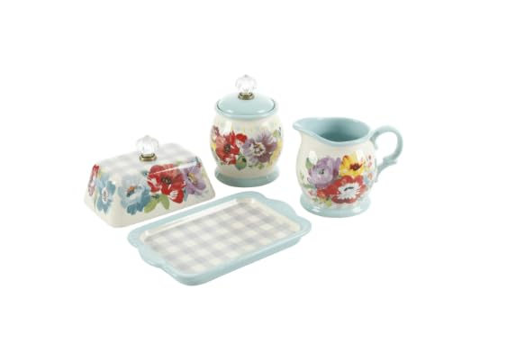 Pioneer Woman Sweet Romance Butter Dish + Cream and Sugar Set