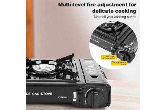 Portable Camping Stove, 1 Burner Butane Gas Stove with Carrying Case