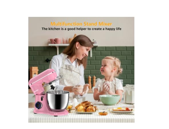 Generic Stand Mixer,6.5-QT 660W 10-Speed Tilt-Head Food Mixer, Kitchen Electric Mixer with Bowl, Dough Hook, Beater, Whisk for Most Home Cooks, (6.5QT, PINK), Black