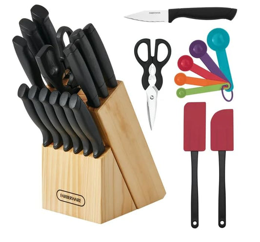 Generic Classic 23 Piece Never Needs Sharpening Dishwasher Safe Stainless Steel Cutlery and Utensil Set in Black