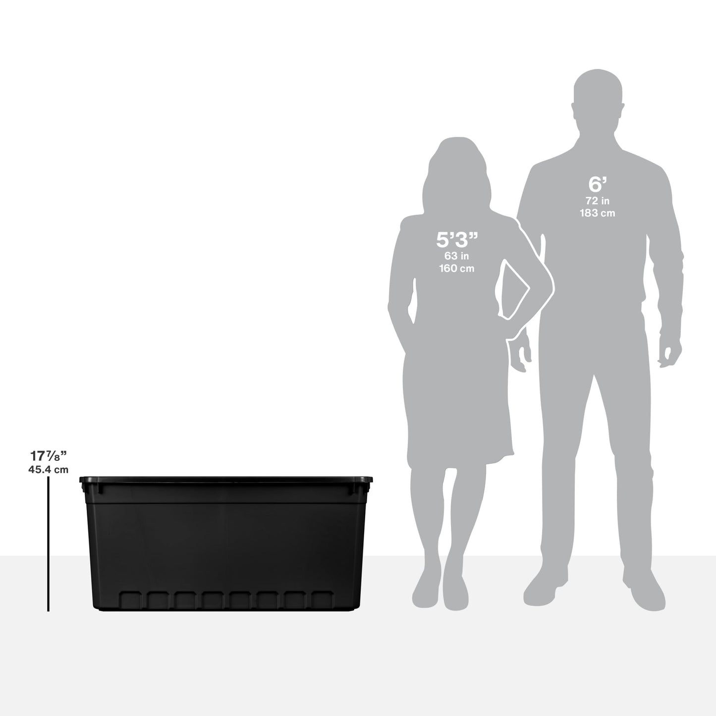 50 Gallon Stacker Tote Plastic, Black, Set of 3 Storage Boxes