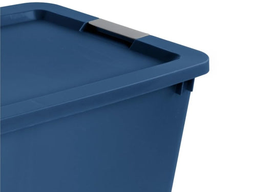 Extra Large Storage Bin, 45 Gallon Plastic Storage Container with Latch Lid and Wheels, Blue