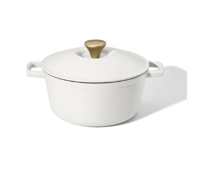 Beautiful 5 Quart Cast Iron Round Dutch Oven, White by Drew Barrymore