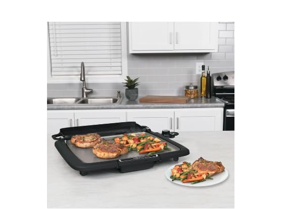 Ceramic Electric Griddle/Warmer Plus – 14 x 15-Inch Nonstick Cooking Surface, Multi-Function Tray, Cool-Touch Base, and Removable Drip Tray
