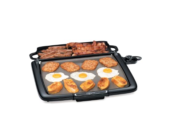 Ceramic Electric Griddle/Warmer Plus – 14 x 15-Inch Nonstick Cooking Surface, Multi-Function Tray, Cool-Touch Base, and Removable Drip Tray
