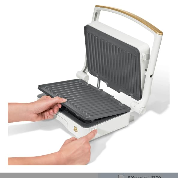 Beautiful 2-in-1 Panini Press & Grill – 1200 Watt, Adjustable Temperature, Non-Stick Plates, Indoor Grill, 10.25” x 7” Cooking Surface