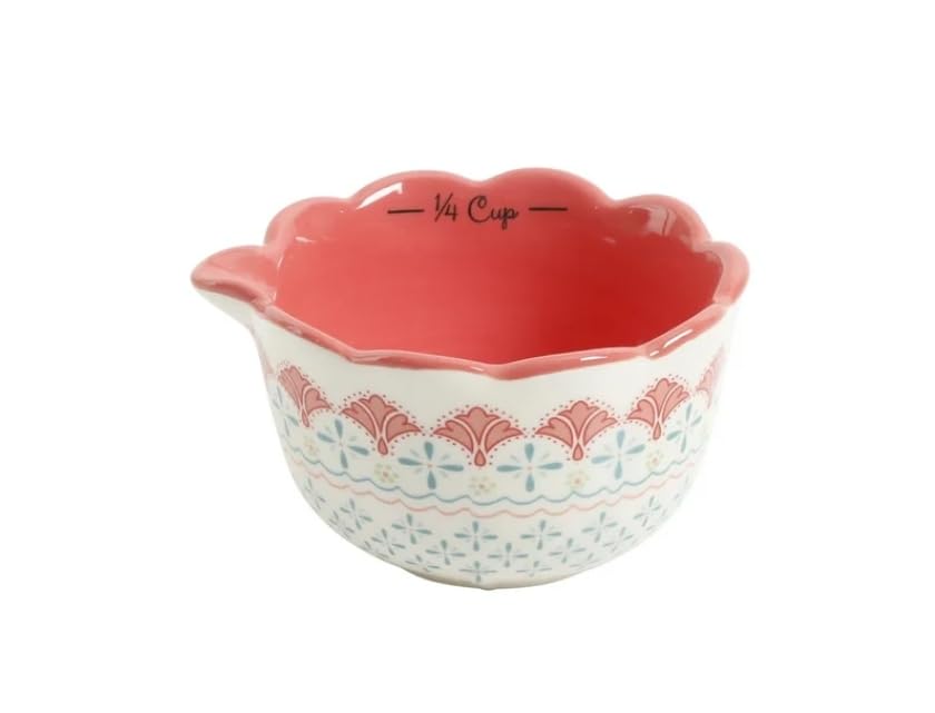 Pioneer Woman Gorgeous Garden Durable Stoneware 5-Piece Measuring Cup Set