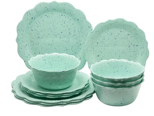 Generic Pioneer Woman Juliette 12-Piece Melamine Dinnerware Set, Teal