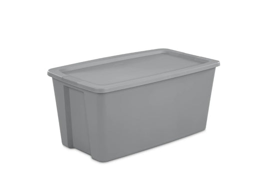50 Gallon Tote, Plastic Storage Bin with Snap-on Lid, Gray