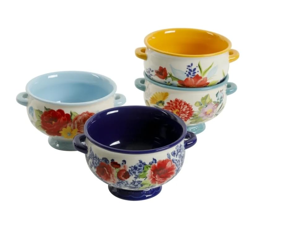 Pioneer Woman Floral Medley 20-Ounce Soup Bowls, 4-Pack