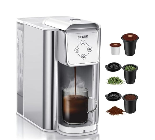 Generic Coffee Machine, 3 in 1 Single Serve, Pod Coffee Brewer For Ground Coffee, Capsule pod, Leaf Tea maker, 6 to 10 ounce Cup, Removable 50 Oz Water Reservoir (White)