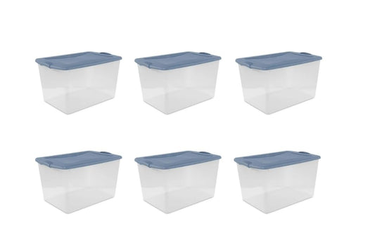 66 Qt. Latch Box Plastic Adult Bins, Set of 6