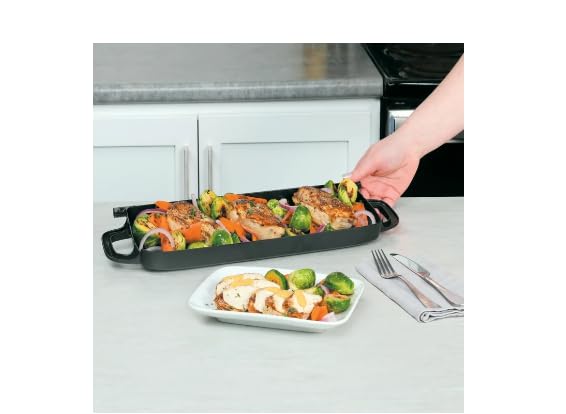 Ceramic Electric Griddle/Warmer Plus – 14 x 15-Inch Nonstick Cooking Surface, Multi-Function Tray, Cool-Touch Base, and Removable Drip Tray