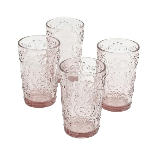 Pioneer Woman Amelia Teal Glass Tumblers Set of 4